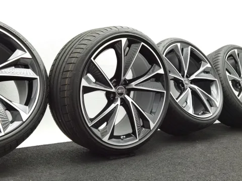 22 Zoll Audi 5-V-Speichen-Struktur Anthrazit glänzend, glanzgedreht Sommerräder / Hankook Ventus S1 evo3 (soundabsorber) (AO) 285/30 R22
