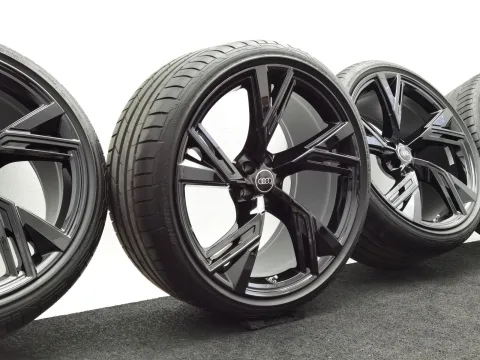 22 Zoll Audi 5-V-Speichen-Trapez Schwarz glänzend Sommerräder / Hankook Ventus S1 evo3 (soundabsorber) (AO) 285/30 R22