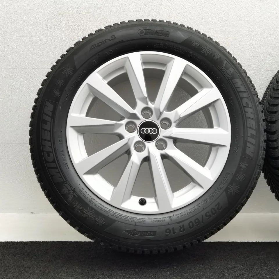16 Zoll Audi 10-Speichen Silber Winterräder / Michelin Alpin 5 AO 205/60 R16 – Bild 3
