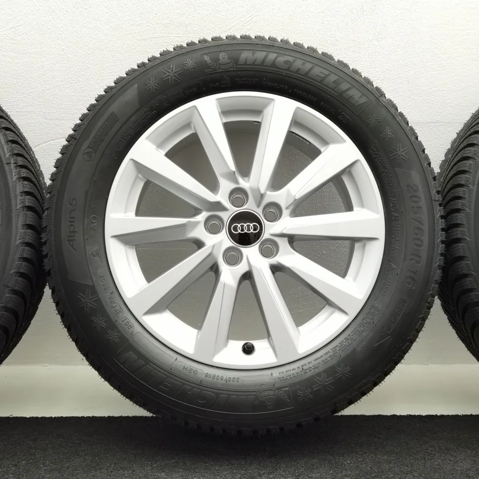16 Zoll Audi 10-Speichen Silber Winterräder / Michelin Alpin 5 AO 205/60 R16 – Bild 4