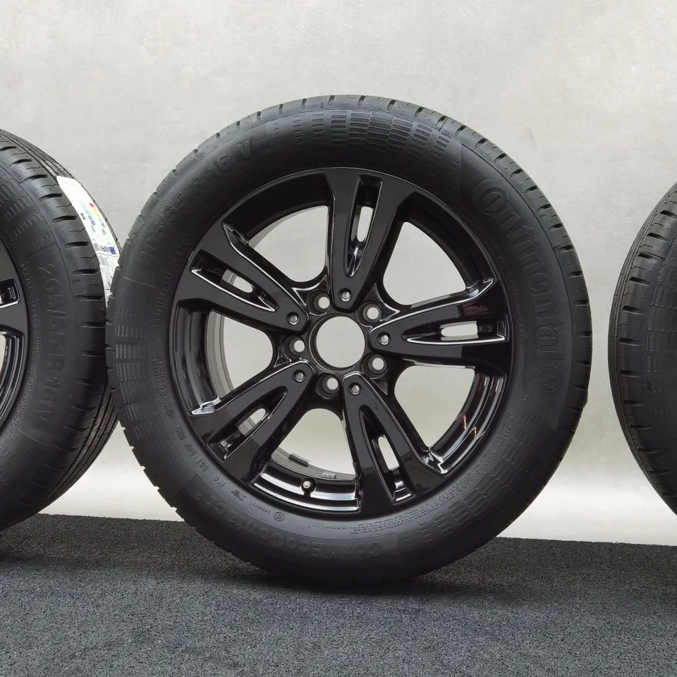 16 Zoll Mercedes-Benz 5-Doppelspeichen Schwarz glänzend Sommerräder / Continental ContiEcoContact 5 MO 205/55 R16 – Bild 6