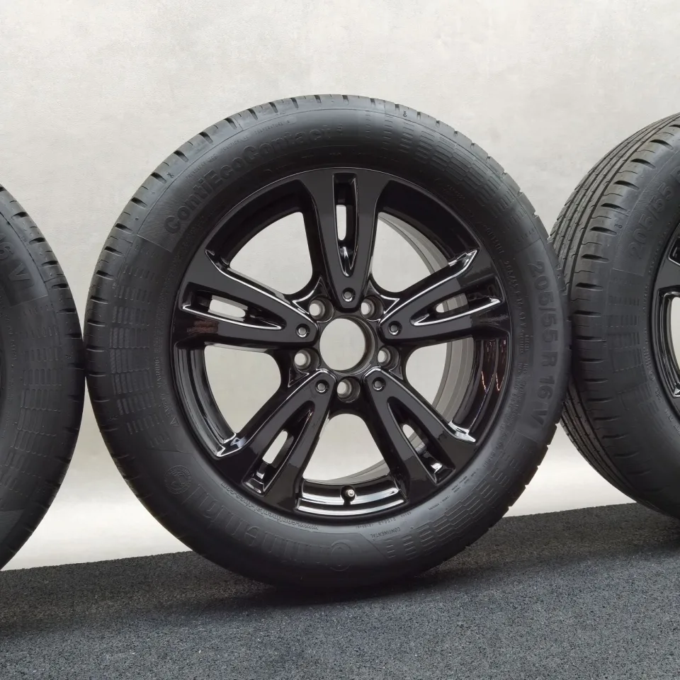 16 Zoll Mercedes-Benz 5-Doppelspeichen Schwarz glänzend Sommerräder / Continental ContiEcoContact 5 MO 205/55 R16 – Bild 5