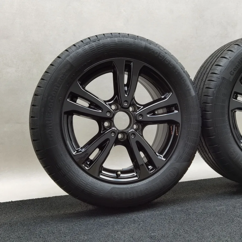 16 Zoll Mercedes-Benz 5-Doppelspeichen Schwarz glänzend Sommerräder / Continental ContiEcoContact 5 MO 205/55 R16 – Bild 4