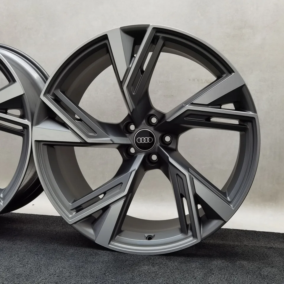 22 Zoll Audi 5-V-Speichen-Trapez Titan matt, glanzgedreht Alufelgen – Bild 6