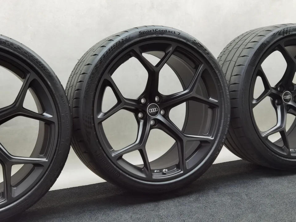 22 Zoll Audi 5-Y-Speichen Schwarz matt Sommerräder / Continental Sportcontact 7 ContiSilent AO 285/30 R22 – Bild 1