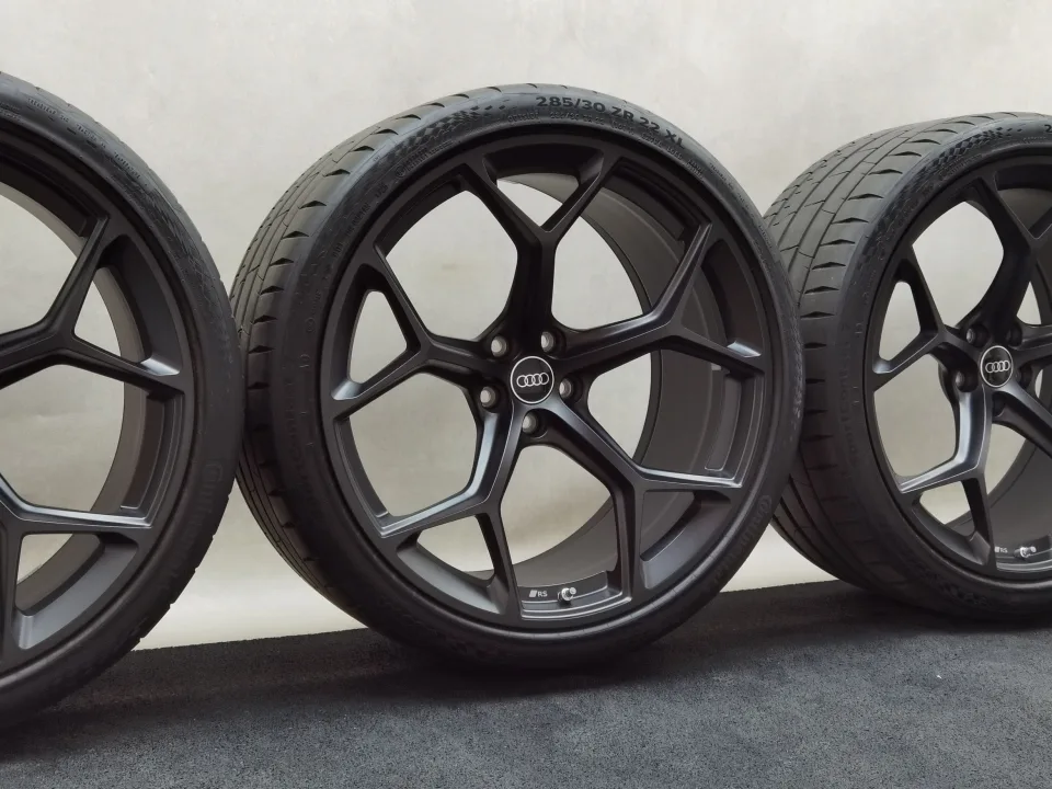 22 Zoll Audi 5-Y-Speichen Schwarz matt Sommerräder / Continental Sportcontact 7 ContiSilent AO 285/30 R22 – Bild 1