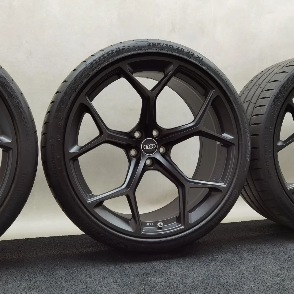 22 Zoll Audi 5-Y-Speichen Schwarz matt Sommerräder / Continental Sportcontact 7 ContiSilent AO 285/30 R22 – Bild 4
