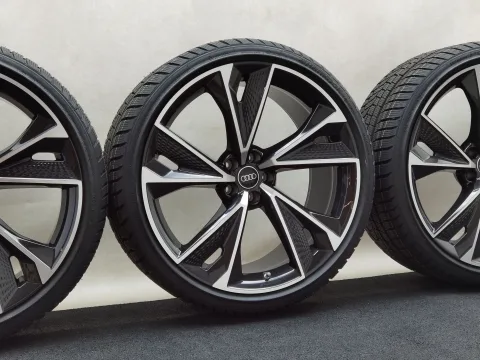 22 Zoll Audi 5-V-Speichen-Struktur Anthrazit glänzend, glanzgedreht Winterräder / Hankook Winter i*cept evo2 (AO) 285/30 R22