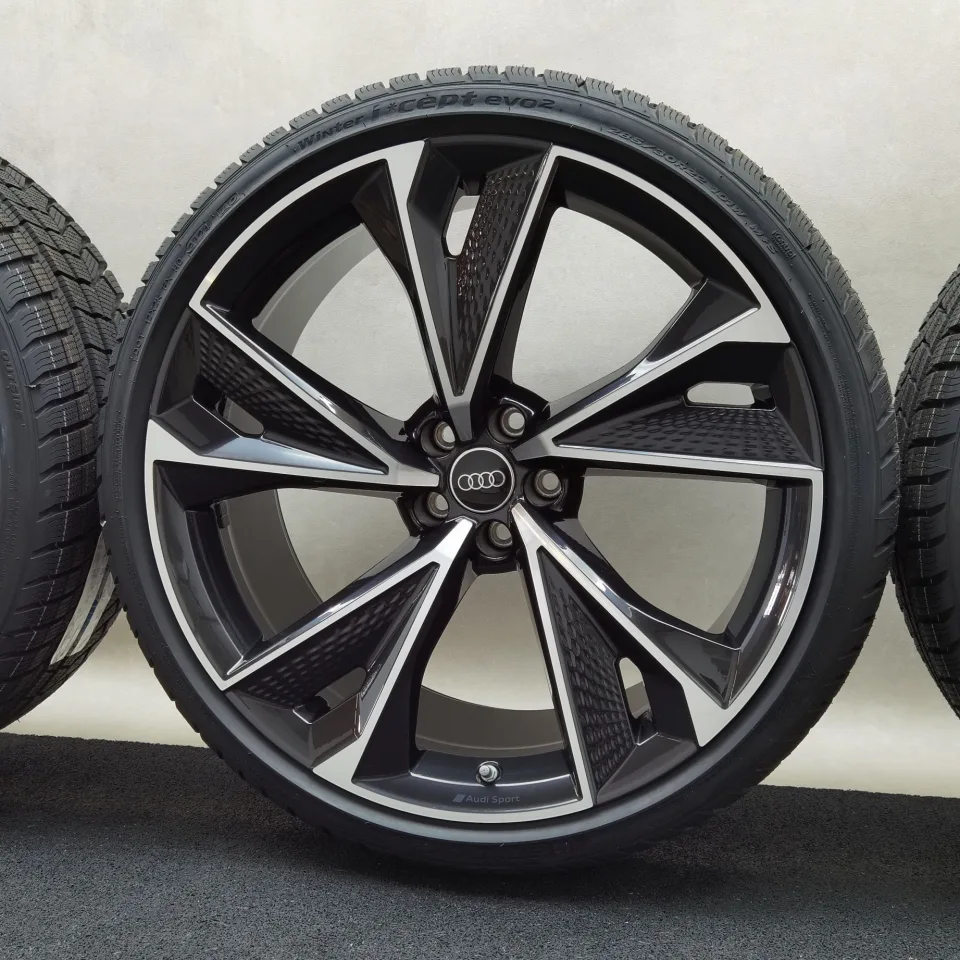 22 Zoll Audi 5-V-Speichen-Struktur Anthrazit glänzend, glanzgedreht Winterräder / Hankook Winter i*cept evo2 (AO) 285/30 R22 – Bild 6