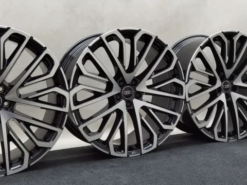22 Zoll Audi Vielspeichen S Schwarz glänzend, glanzgedreht Alufelgen