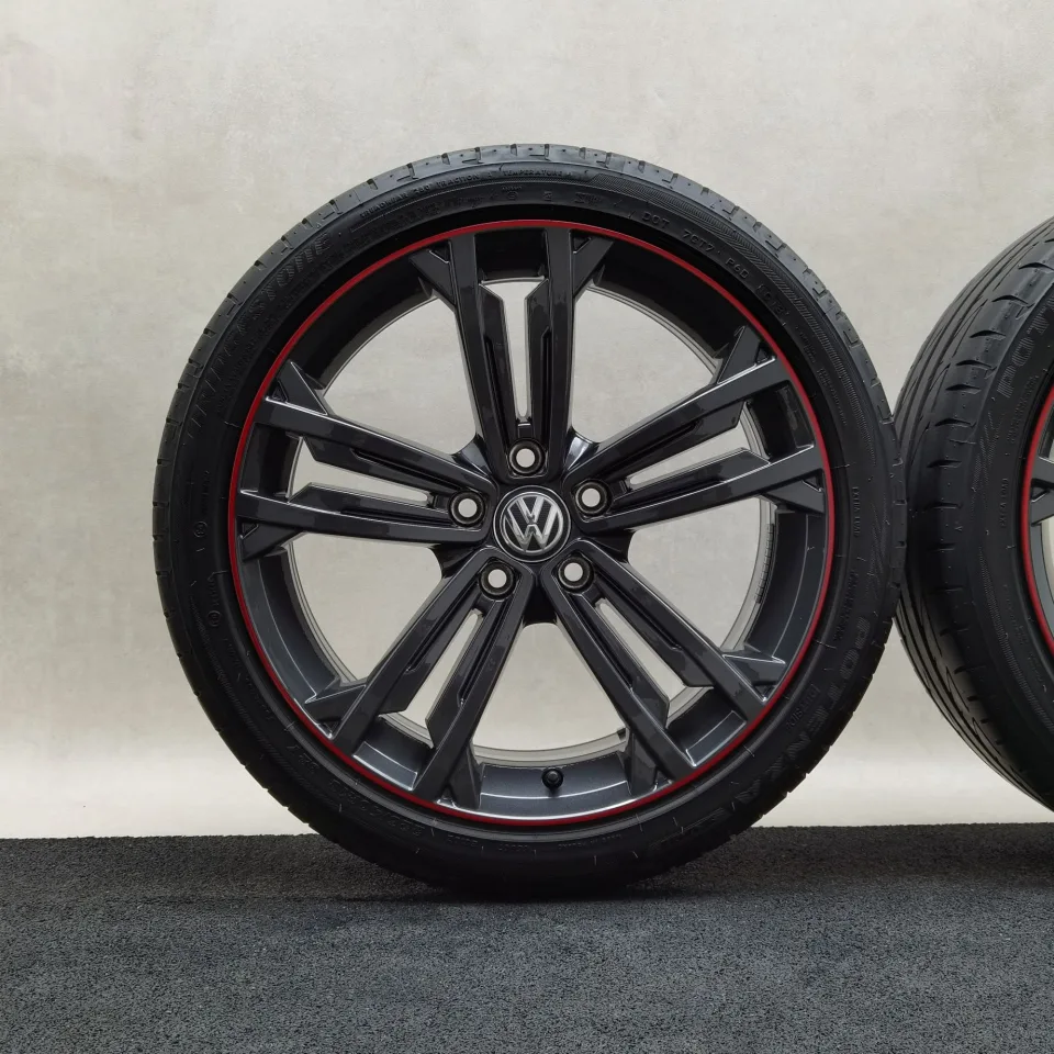 18 Zoll Volkswagen Sevilla Dark graphite, mit rotem Streifen Sommerräder / Continental PremiumContact 6 225/40 R18 – Bild 3