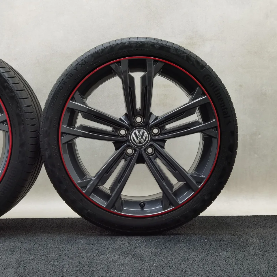 18 Zoll Volkswagen Sevilla Dark graphite, mit rotem Streifen Sommerräder / Continental PremiumContact 6 225/40 R18 – Bild 8