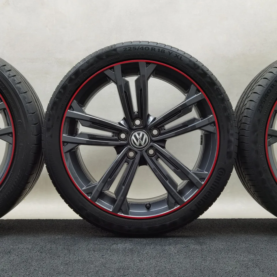 18 Zoll Volkswagen Sevilla Dark graphite, mit rotem Streifen Sommerräder / Continental PremiumContact 6 225/40 R18 – Bild 5