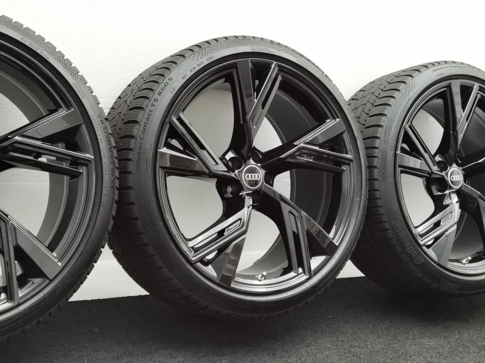 22 Zoll Audi 5-V-Speichen-Trapez Schwarz glänzend Winterräder / Continental WinterContact TS 860 S (AO) 285/30 R22 – Bild 1