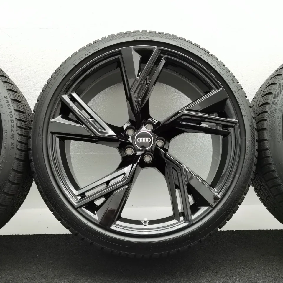 22 Zoll Audi 5-V-Speichen-Trapez Schwarz glänzend Winterräder / Continental WinterContact TS 860 S (AO) 285/30 R22 – Bild 4