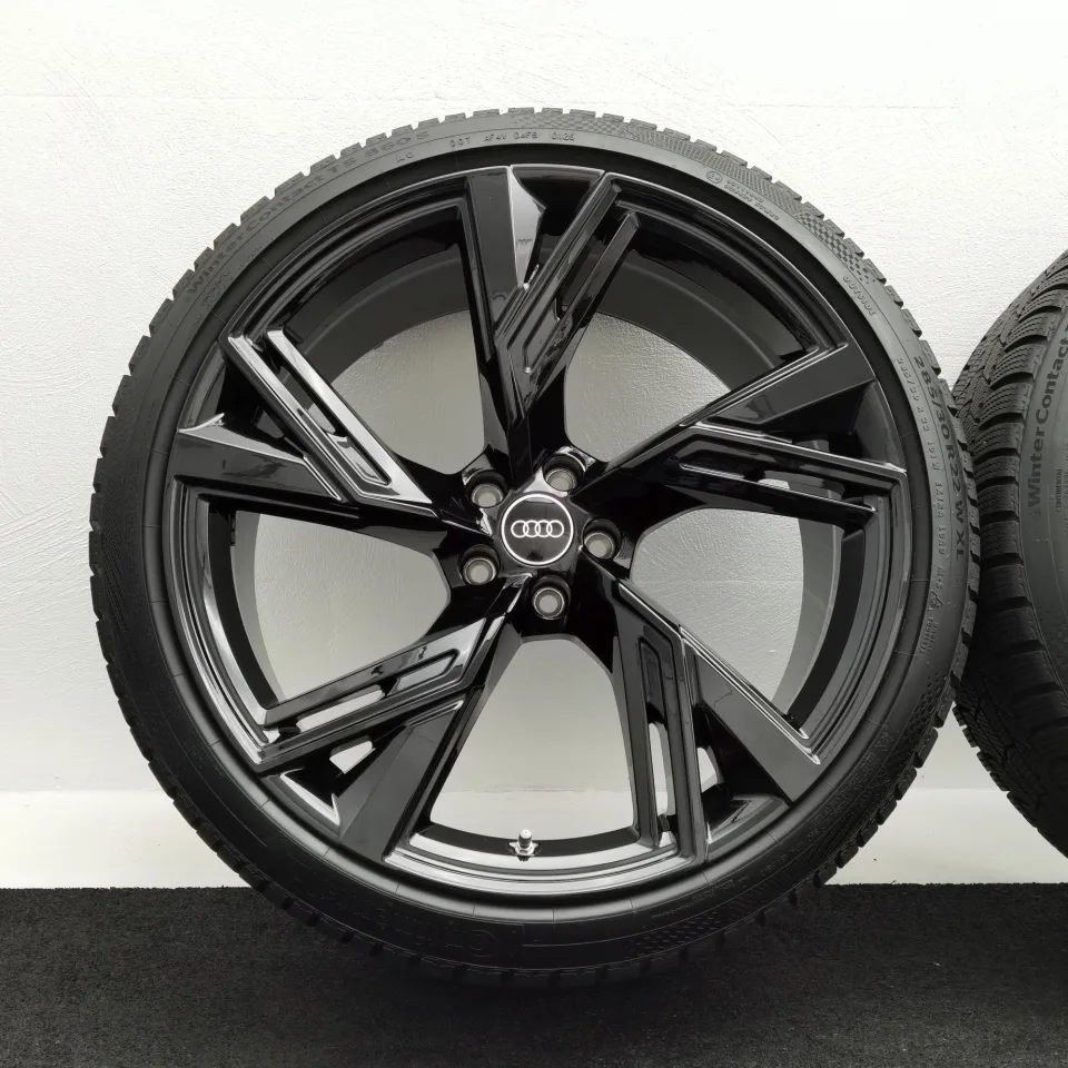 22 Zoll Audi 5-V-Speichen-Trapez Schwarz glänzend Winterräder / Continental WinterContact TS 860 S (AO) 285/30 R22 – Bild 3