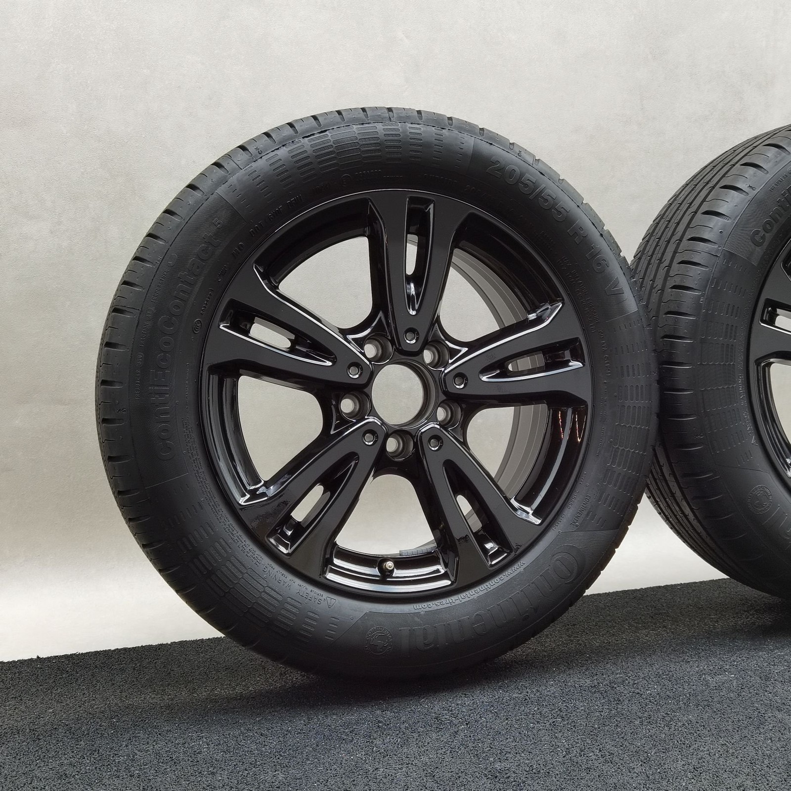 16 Zoll Mercedes-Benz 5-Doppelspeichen Schwarz glänzend Sommerräder / Continental ContiEcoContact 5 MO 205/55 R16 – Bild 4