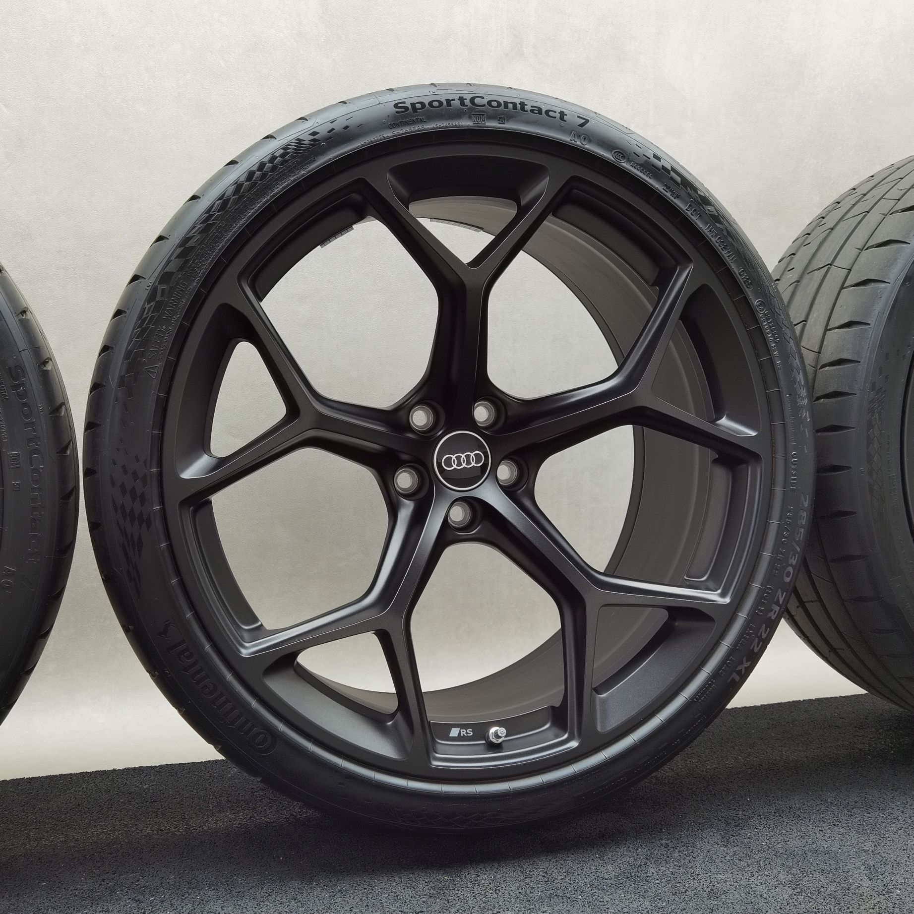 22 Zoll Audi 5-Y-Speichen Schwarz matt Sommerräder / Continental Sportcontact 7 ContiSilent AO 285/30 R22 – Bild 4