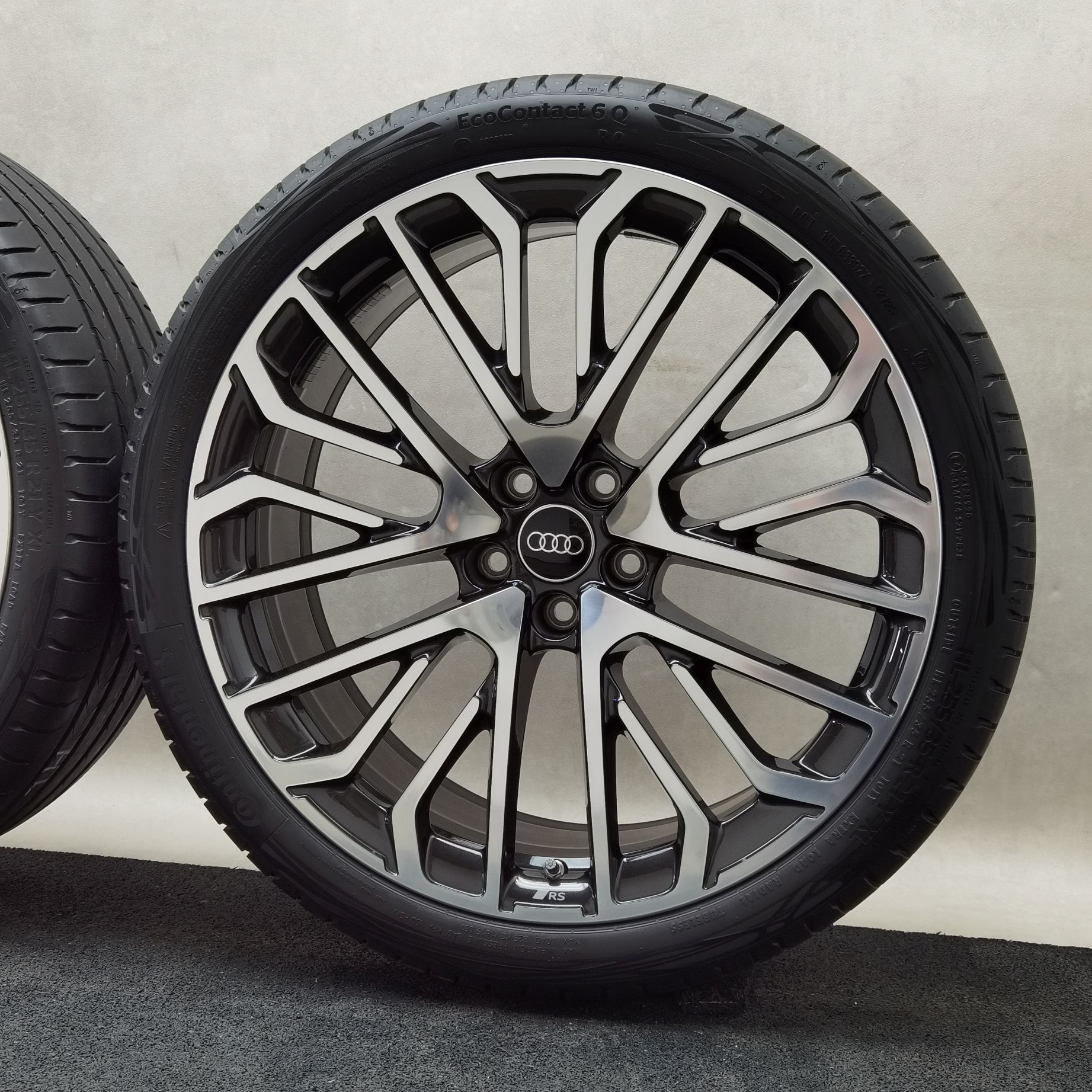21 Zoll Audi Vielspeichen-S Schwarz metallic, glanzgedreht Sommerräder / Continental EcoContact 6 Q R0 ContiSilent 255/35 R21 – Bild 6
