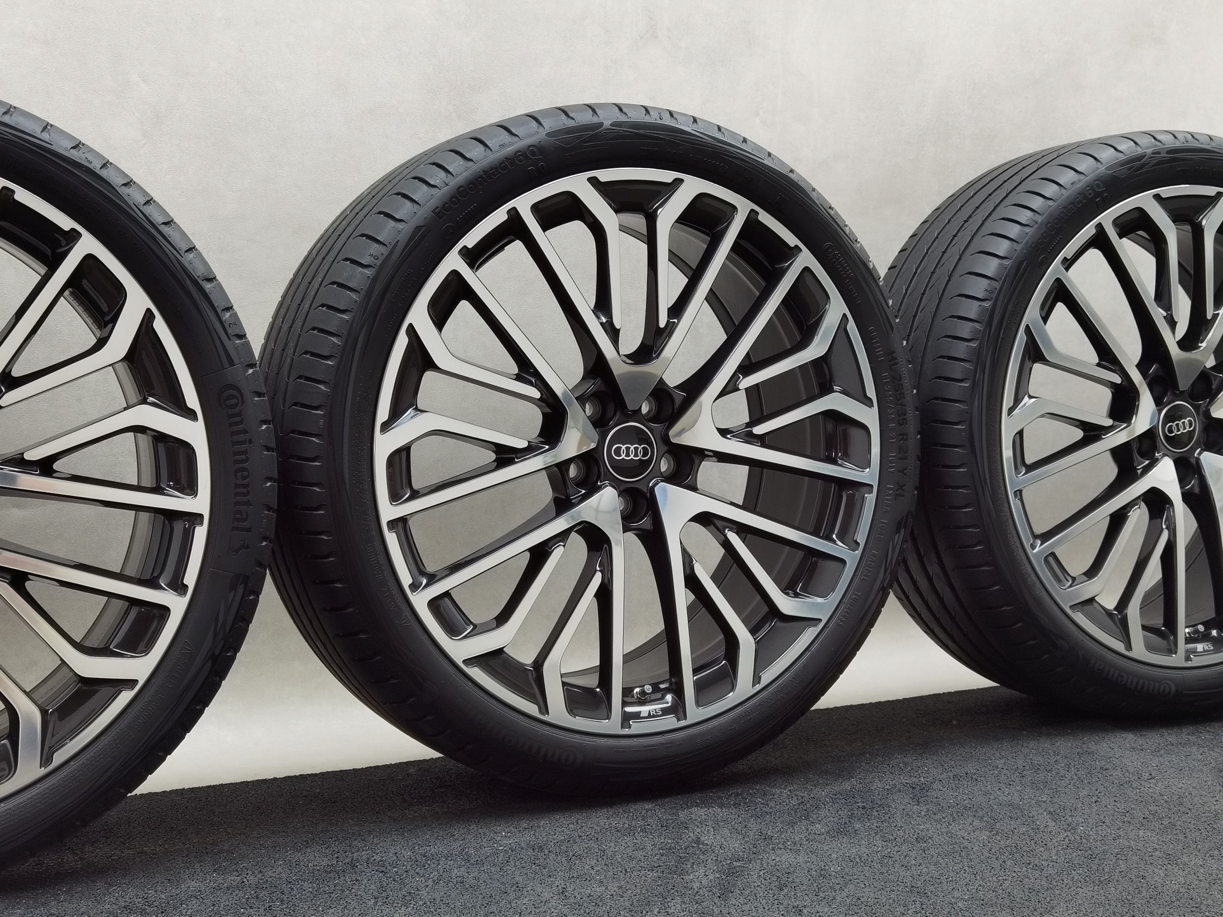 21 Zoll Audi Vielspeichen-S Schwarz metallic, glanzgedreht Sommerräder / Continental EcoContact 6 Q R0 ContiSilent 255/35 R21 – Bild 1