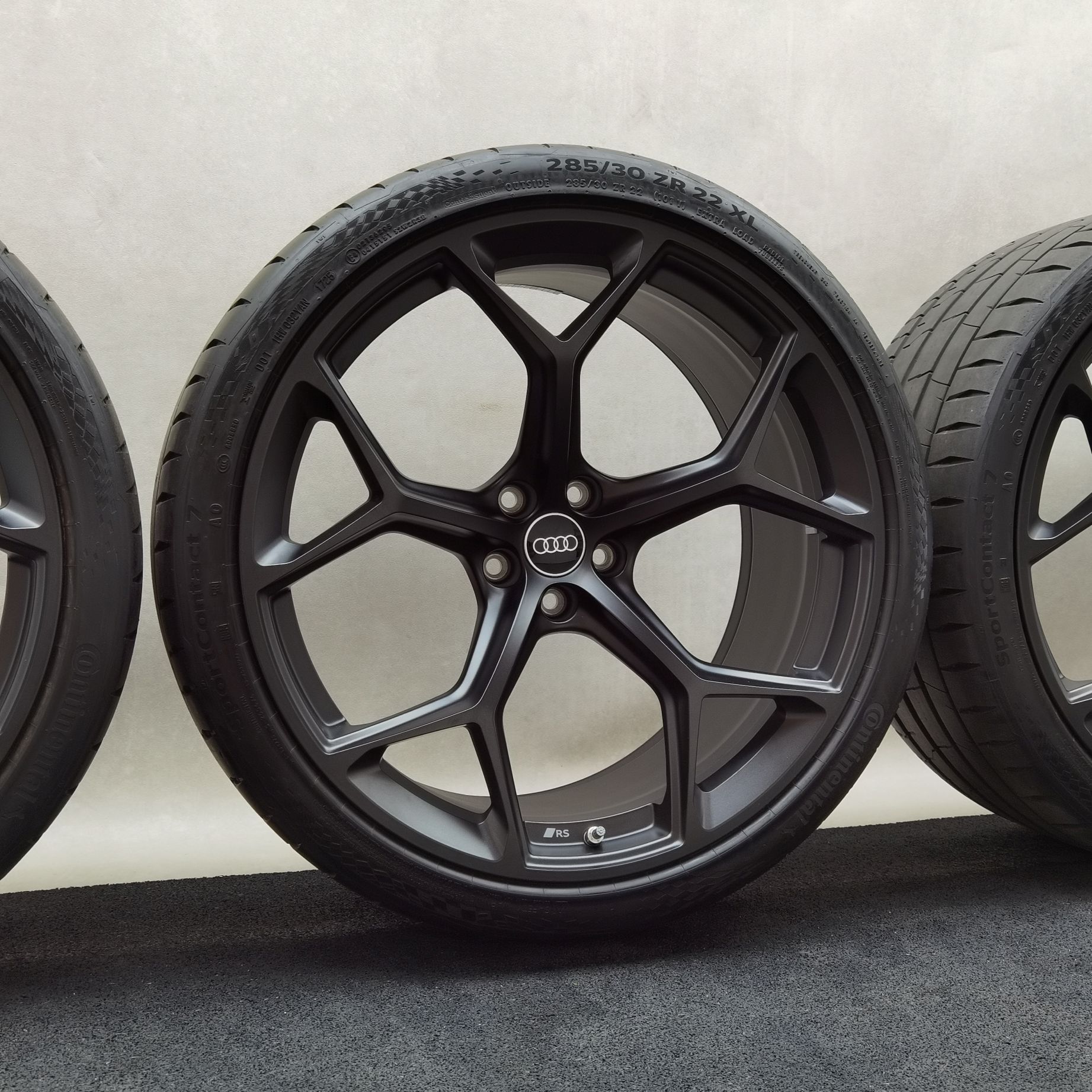 22 Zoll Audi 5-Y-Speichen Schwarz matt Sommerräder / Continental Sportcontact 7 ContiSilent AO 285/30 R22 – Bild 4