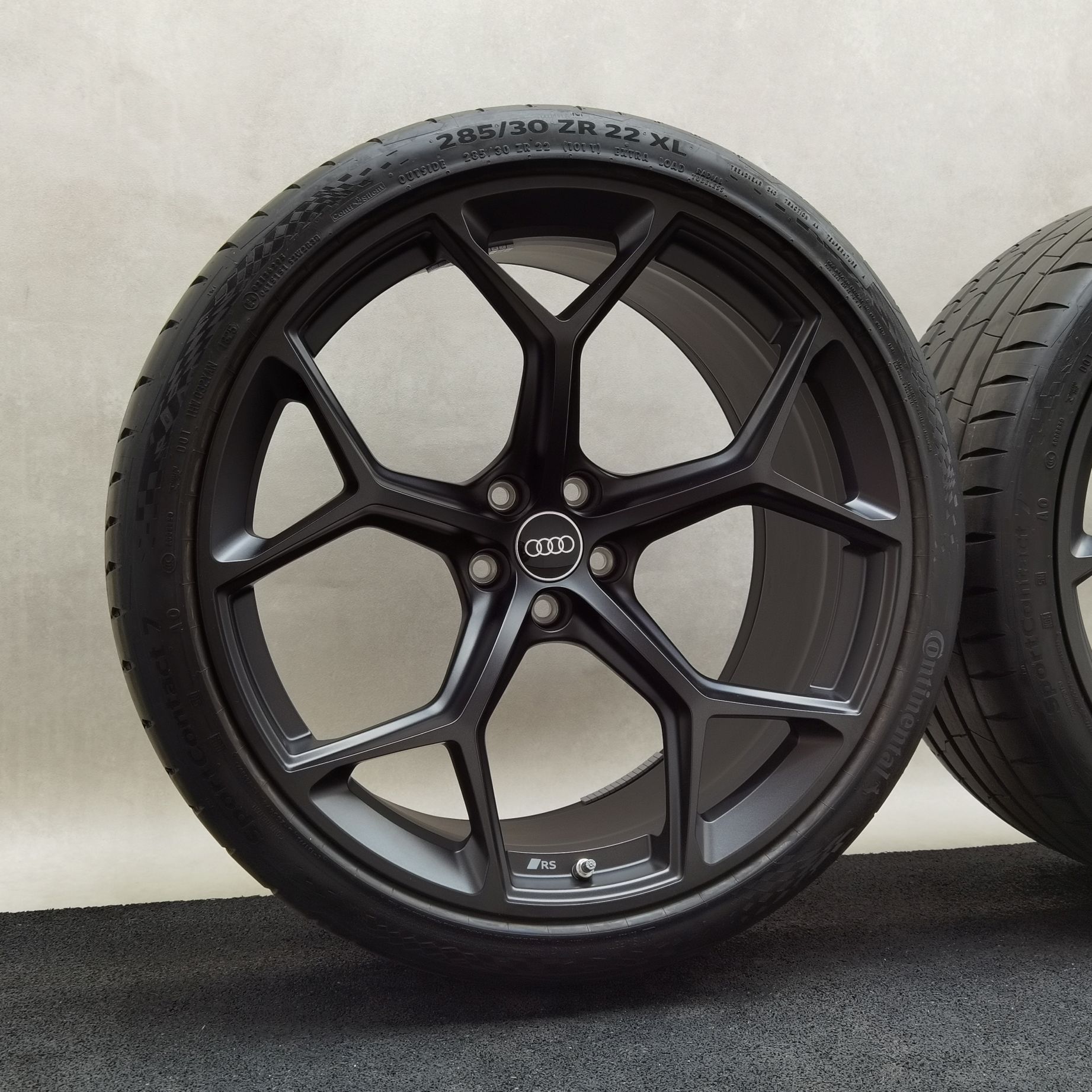 22 Zoll Audi 5-Y-Speichen Schwarz matt Sommerräder / Continental Sportcontact 7 ContiSilent AO 285/30 R22 – Bild 3