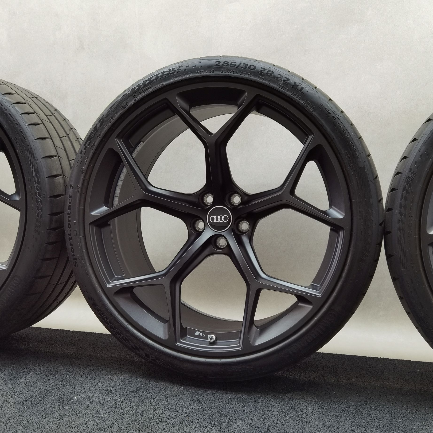 22 Zoll Audi 5-Y-Speichen Schwarz matt Sommerräder / Continental Sportcontact 7 ContiSilent AO 285/30 R22 – Bild 5