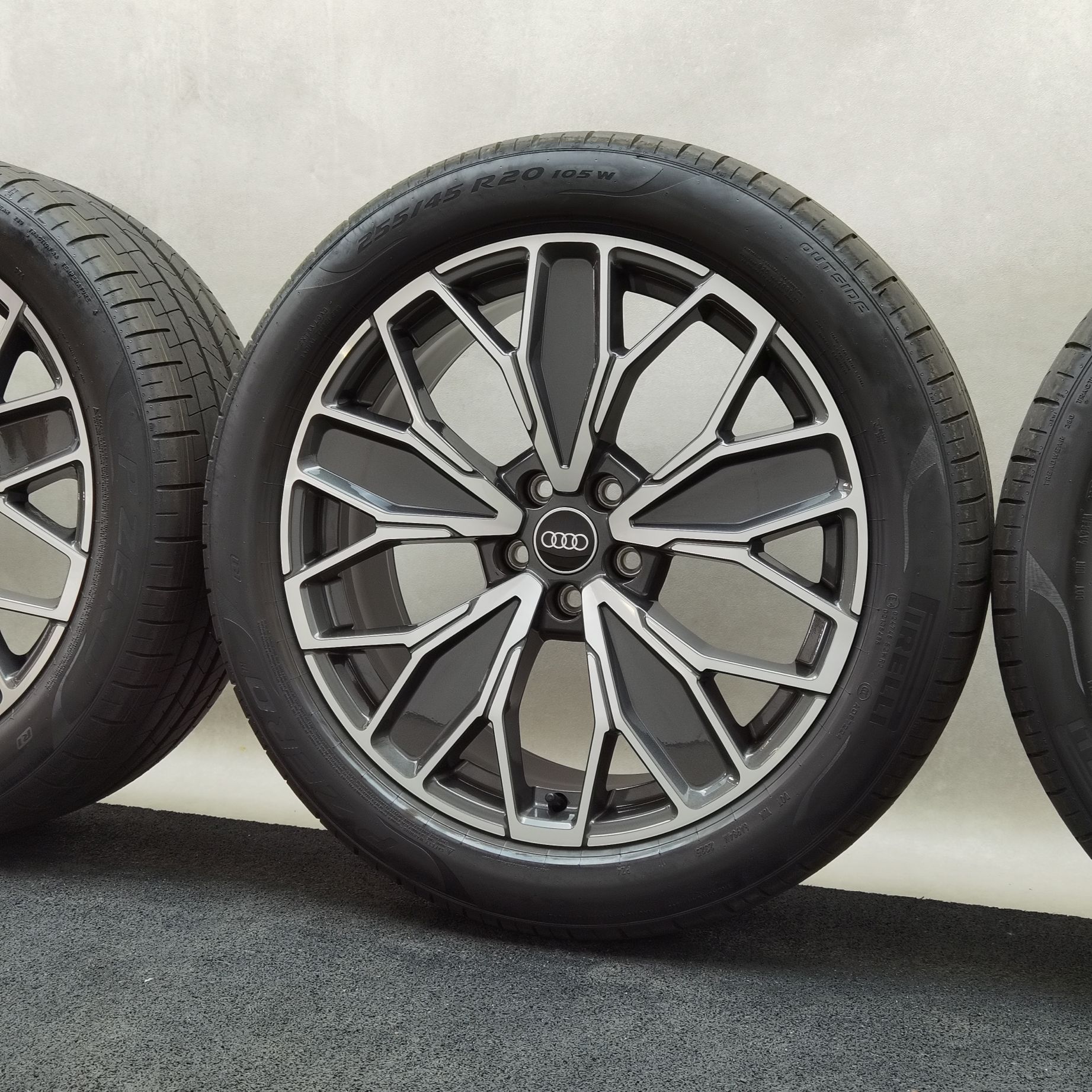 20 Zoll Audi 5-Doppel-Y-Speichen Graphitgrau, glanzgedreht Sommerräder / Pirelli P-Zero (PZ4) R1 255/45 R20 – Bild 5