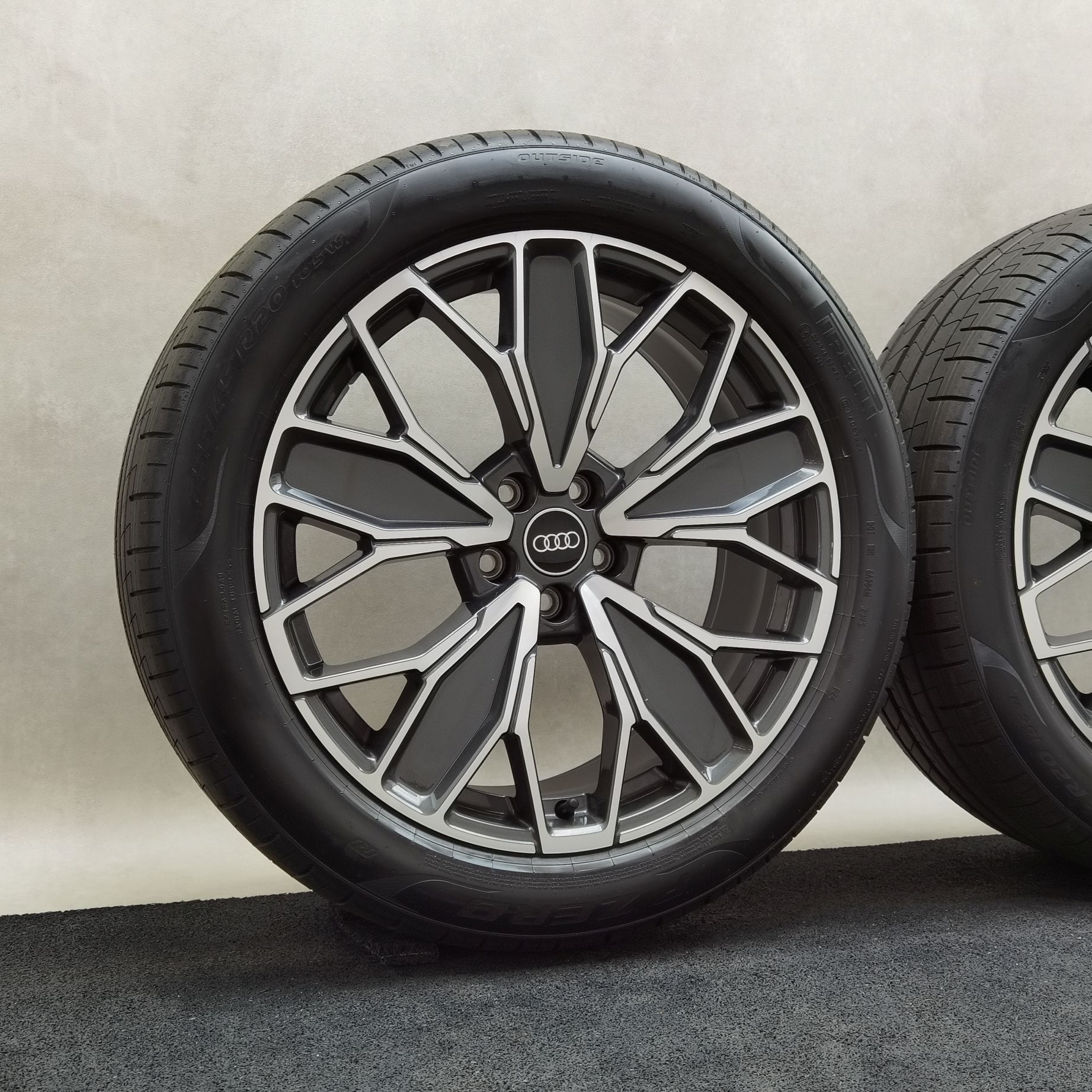 20 Zoll Audi 5-Doppel-Y-Speichen Graphitgrau, glanzgedreht Sommerräder / Pirelli P-Zero (PZ4) R1 255/45 R20 – Bild 3